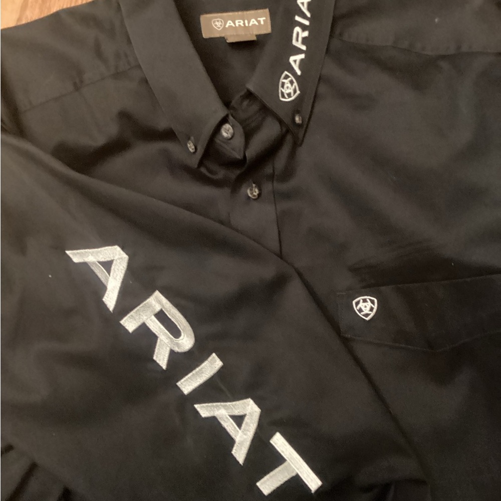 Ariat Shirt Mens 2XL-T Black Team Logo Twill Long Sleeve Button Down 10017497